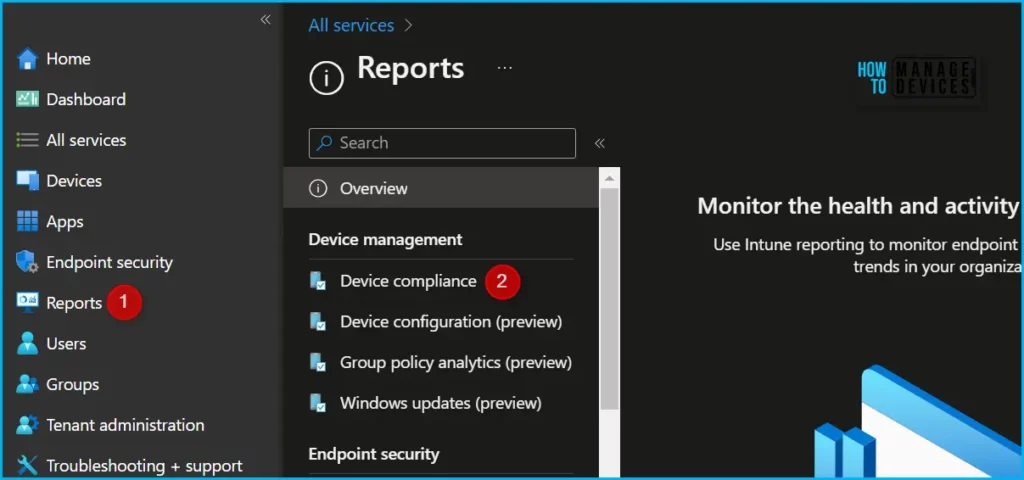 Intune Report for Devices without Compliance Policy Fig.1