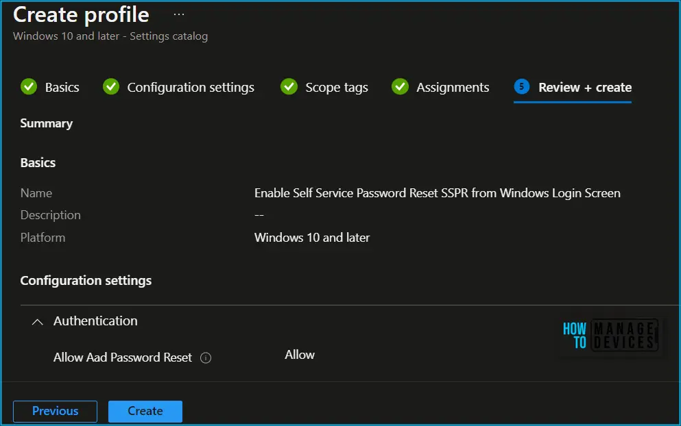 Enable Self Service Password Reset SSPR on Windows Login Screen using Intune Policy Fig.8