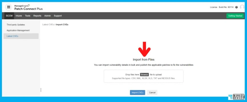 Import CVEs to mitigate the latest vulnerabilities with Patch Connect Plus Fig. 4