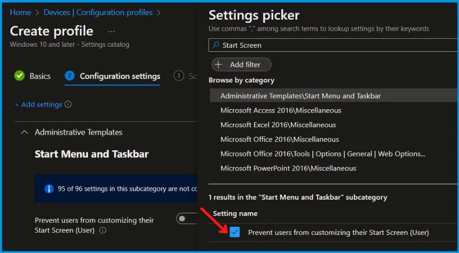 Prevent Users from Start Screen Customization using Intune Policy Fig.5