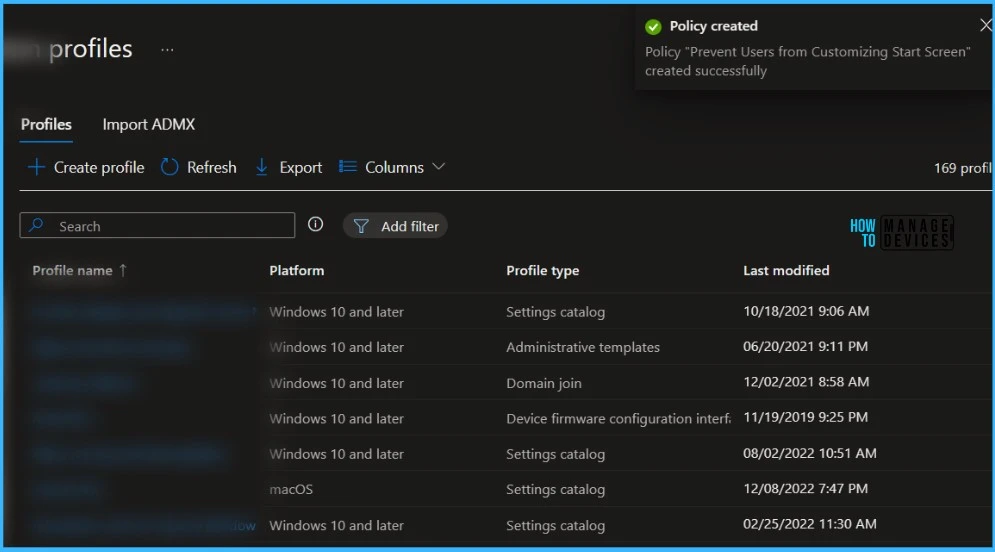 Prevent Users from Start Screen Customization using Intune Policy Fig.7.1