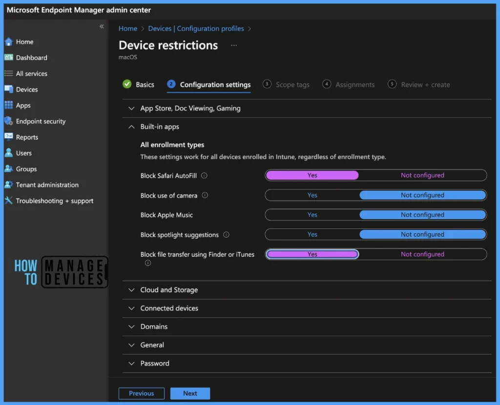 Configure Device Restriction Settings for macOS Device using Intune Fig. 3