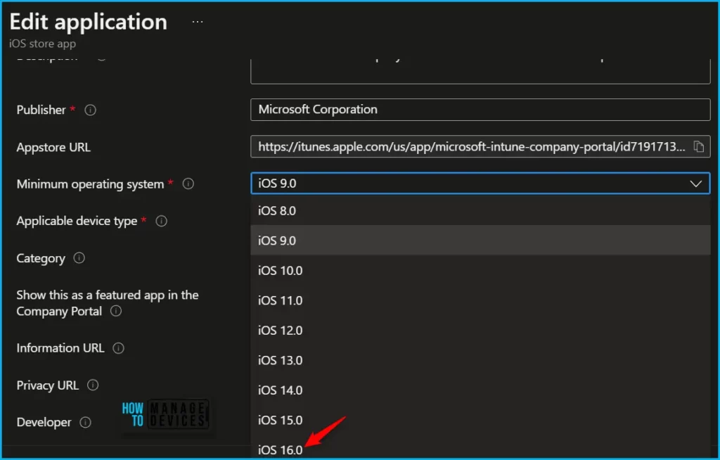 Minimum OS Requirement for LOB and Store Apps- Intune Service Release 2302 February Update Fig.6