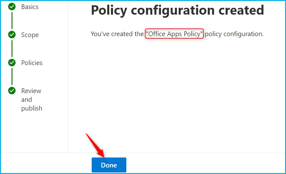 Configure Office App Policy in Intune Fig.7