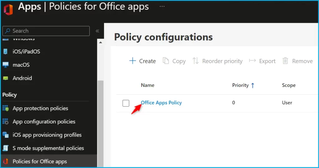 Configure Office App Policy in Intune Fig.8