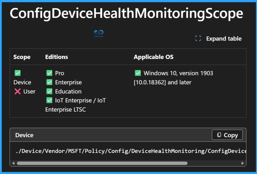 Deprecated Device Health Monitoring Settings in Intune Settings Catalog - Fig.9