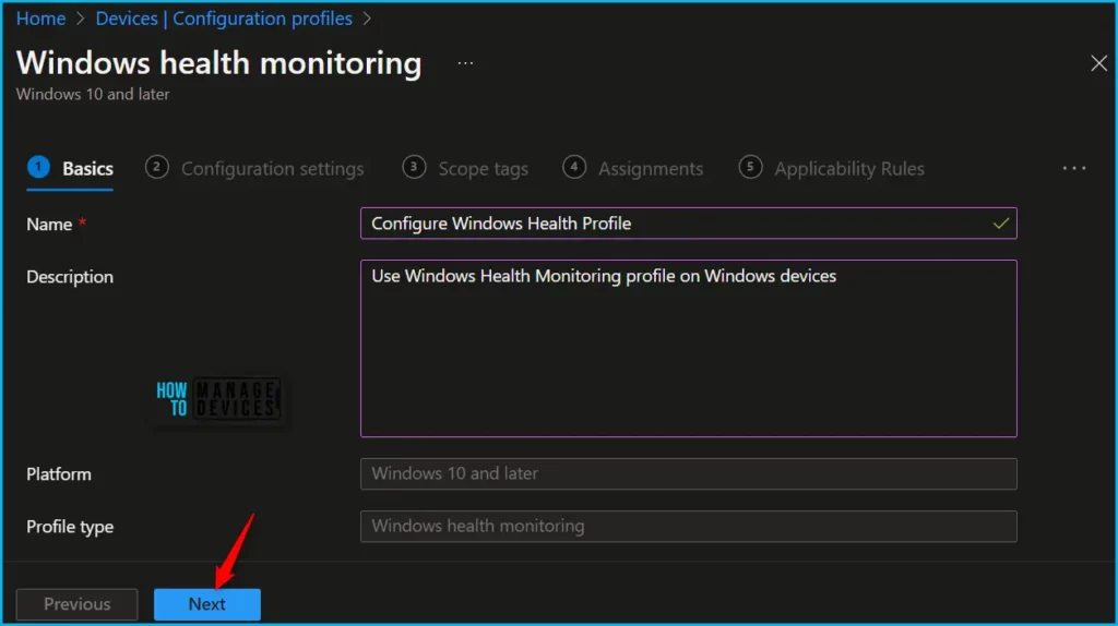 Enable Windows Devices Health Monitoring Profile Using Intune Fig.3