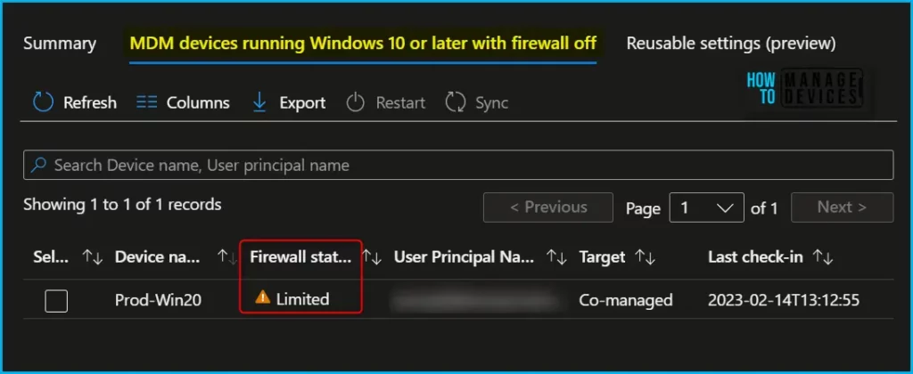 Check Firewall Policy Deployment Reports from Intune Fig.2