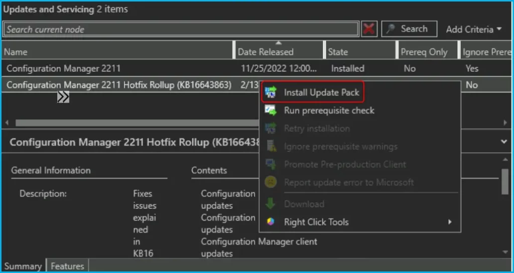 Latest Fixes for SCCM 2211 KB16643863 Hotfix Update Rollup Fig.1