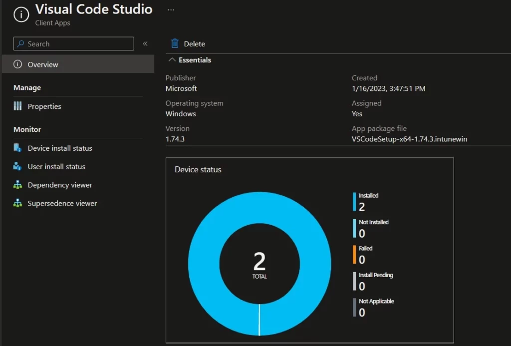 Visual Studio Code Installation Using Intune Fig.11