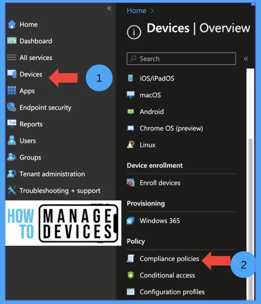 How to create a Compliance policy for iOS/iPadOS devices fig.1