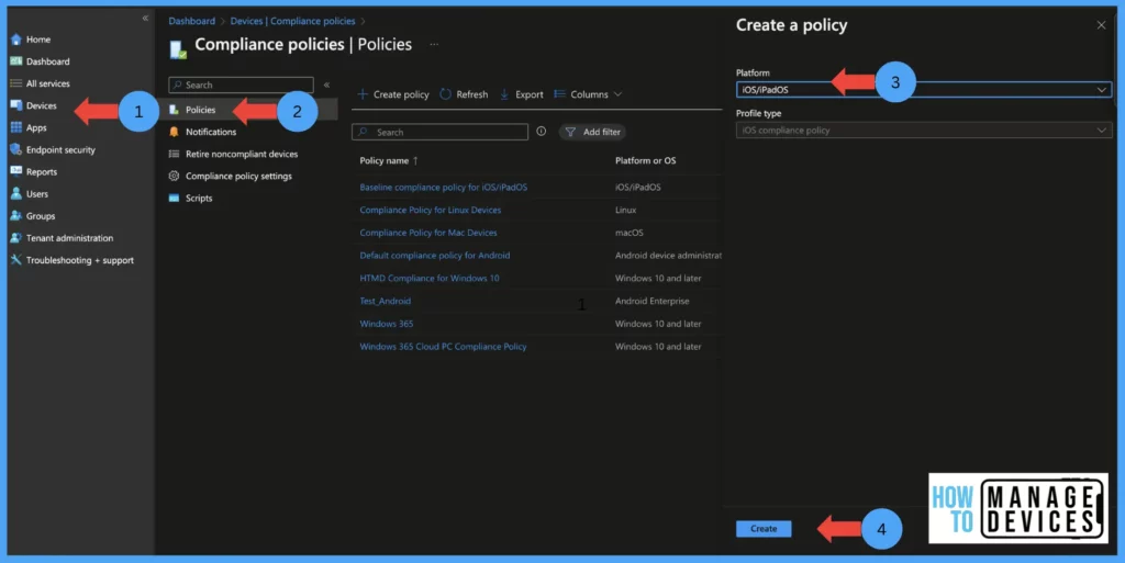 How to create a Compliance policy for iOS/iPadOS devices fig.6