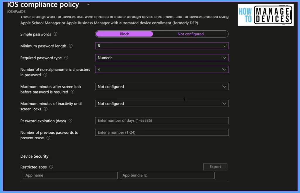 How to create a Compliance policy for iOS/iPadOS devices fig.10