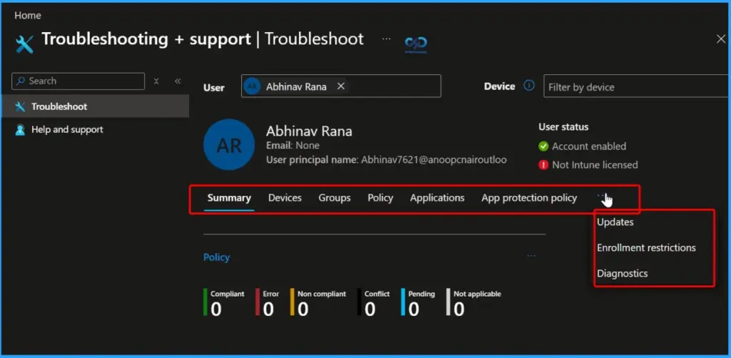Explore Intune Troubleshooting Plus Support Dashboard for Intune Issues 4 Explore Intune Troubleshooting Plus Support Dashboard for Intune Issues - Fig.3