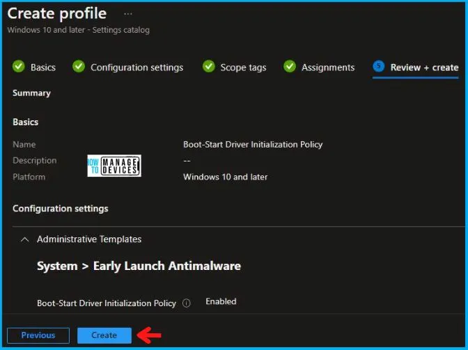 Boot Start Driver Initialization Policy Using Intune Fig.7