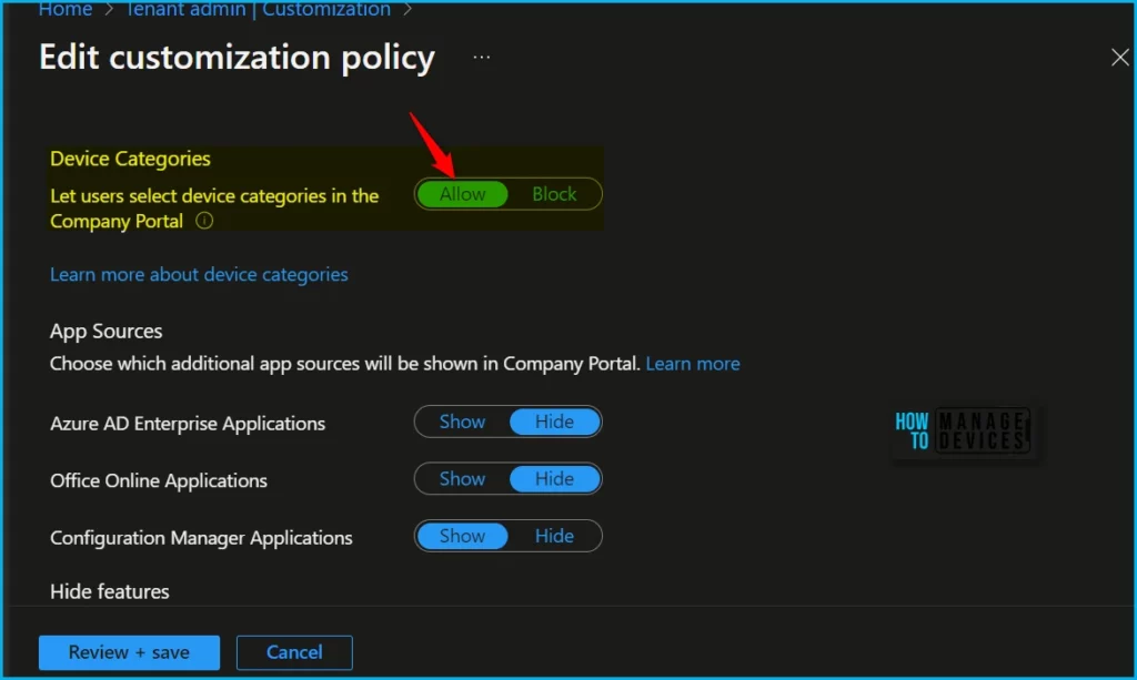 Manage End User Prompts for Intune Device Categories Fig.3