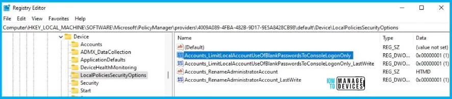 Limit local account use of blank passwords to console logon Policy Using Intune Fig.10