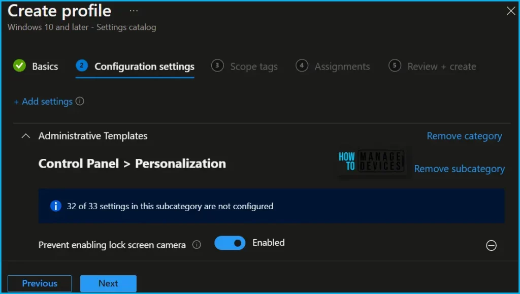 Prevent Enabling Lock Screen Camera Using Intune Fig.6