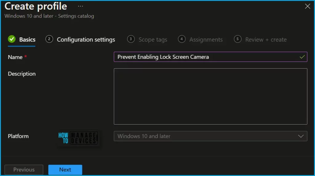 Prevent Enabling Lock Screen Camera Using Intune Fig.3