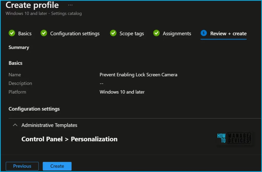 Prevent Enabling Lock Screen Camera Using Intune Fig.7