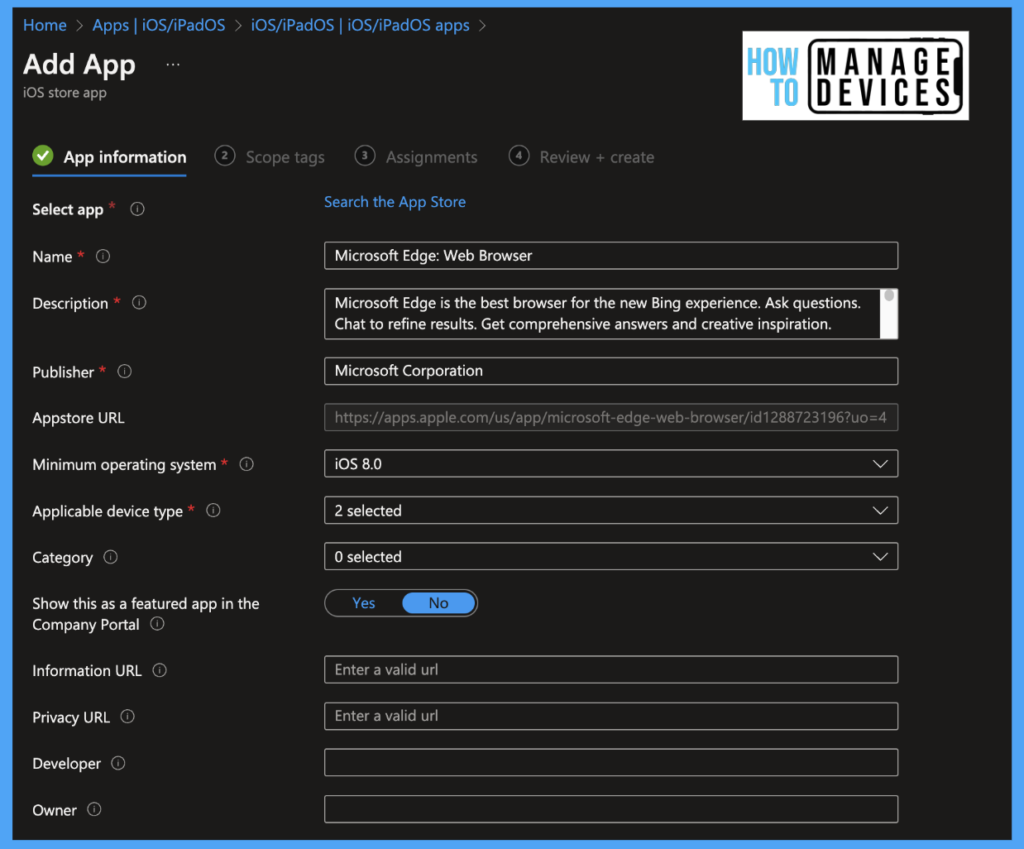 How to Publish new iOS apps in Intune Fig: 3