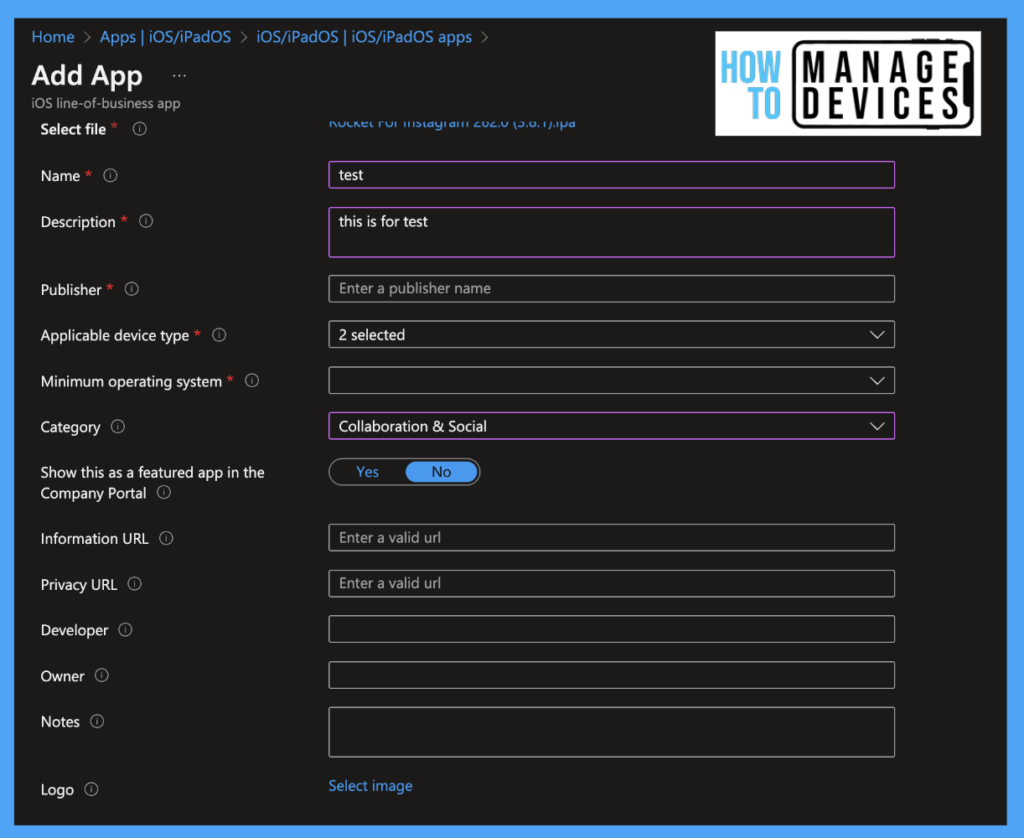 How to Publish new iOS apps in Intune Fig: 6