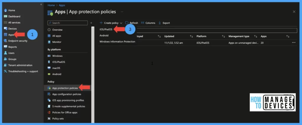 Create Intune App Protection Policies for iOS iPadOS Fig: 1 