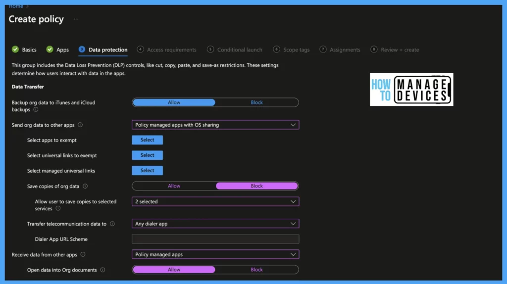 Create Intune App Protection Policies for iOS iPadOS Fig:3