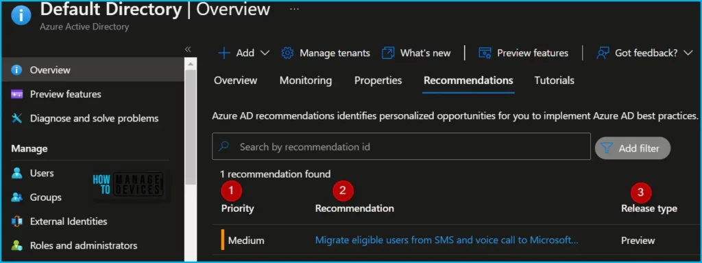 How to Use Azure AD Recommendations Fig.1