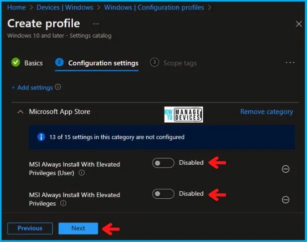 Always install with elevated privileges Policy using Intune Fig.6