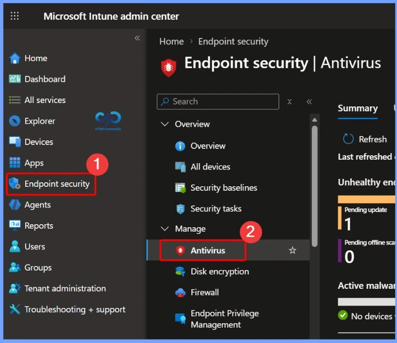 Endpoint Security Antivirus Reports for Tenant-Attached Devices in Intune 1