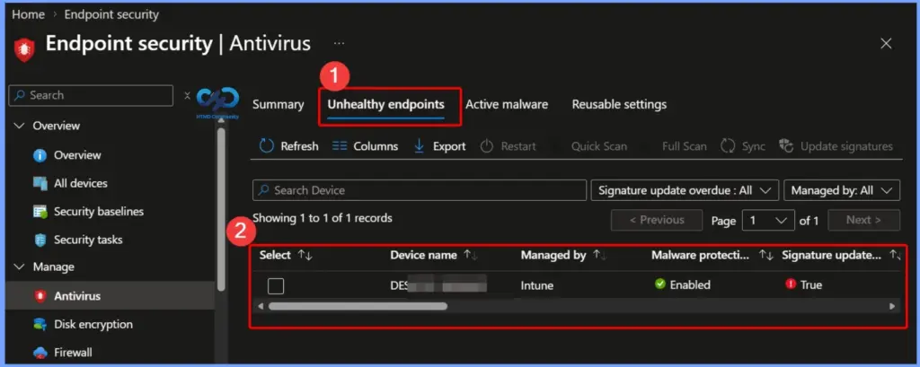 Endpoint Security Antivirus Reports for Tenant-Attached Devices in Intune 6