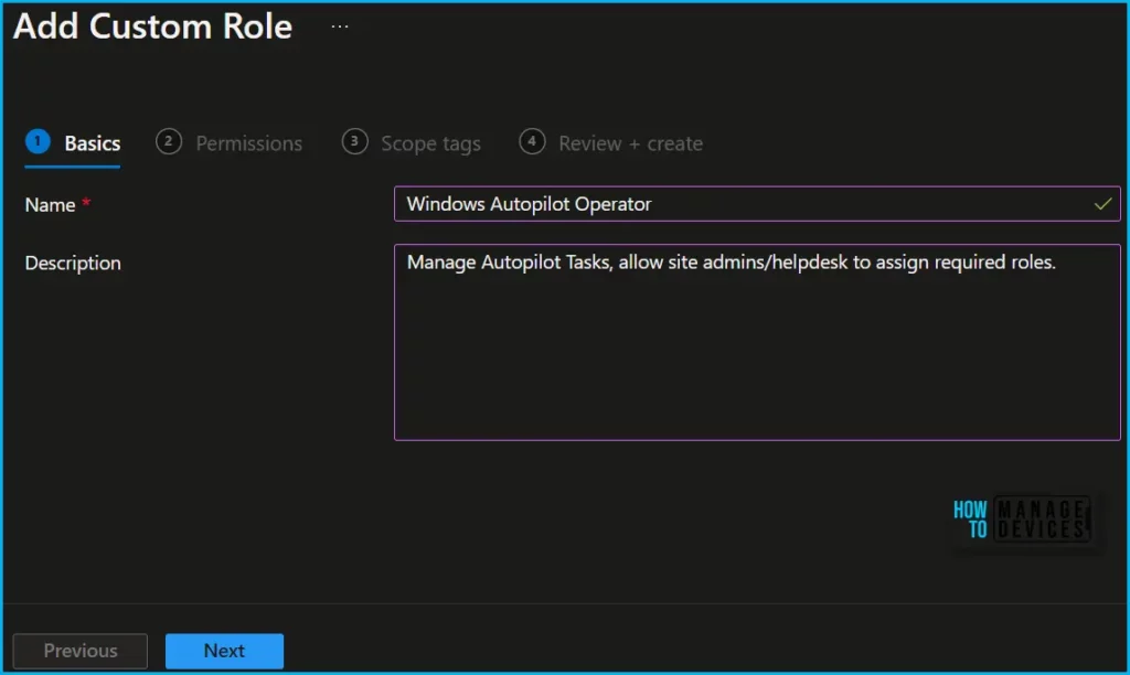 Configure Intune RBAC for Windows Autopilot Role Fig.2