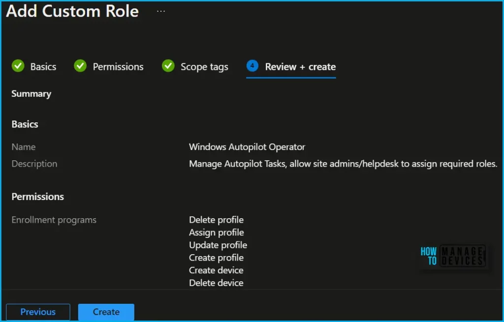 Configure Intune RBAC for Windows Autopilot Role Fig.4