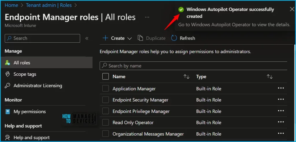 Configure Intune RBAC for Windows Autopilot Role Fig.5