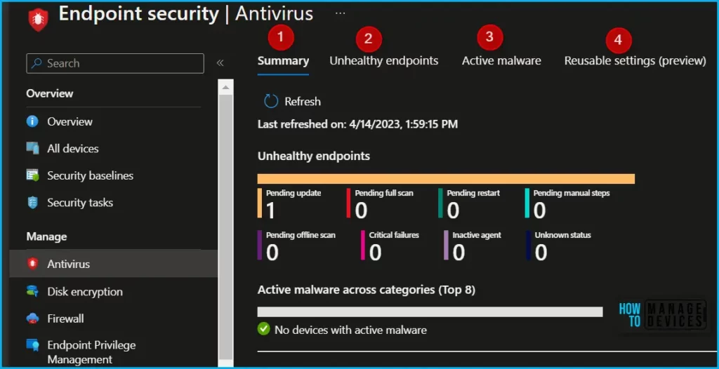 Endpoint Security Reports for Tenant Attached Devices in Intune Fig.2