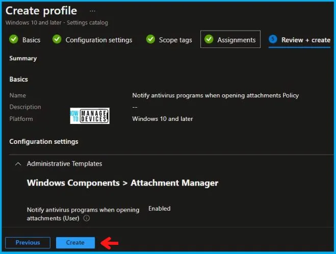 Notify antivirus when opening attachments Policy Using Intune Fig.8