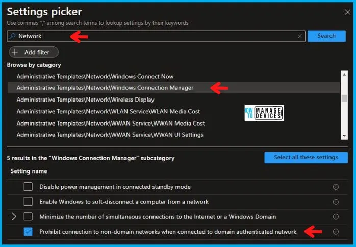 Prohibit connection to non-domain Networks Using Intune Fig.5