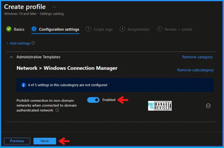 Prohibit connection to non-domain Networks Using Intune Fig.6