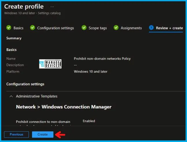 Prohibit connection to non-domain Networks Using Intune Fig.8