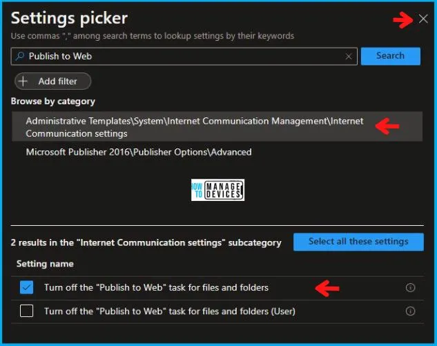 Disable Publish to Web Using Intune Fig.5