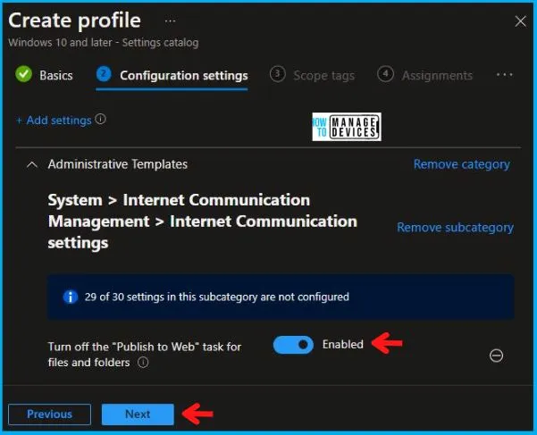 Disable Publish to Web Using Intune Fig.6