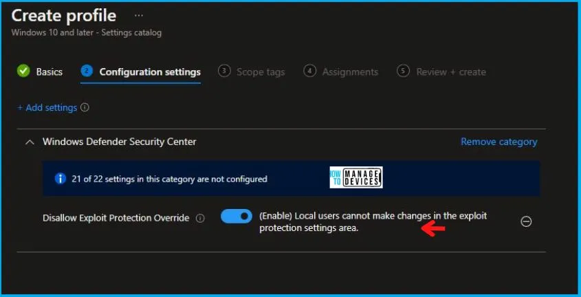 Best Method to Prevent Users from Modifying Settings Policy Using Intune Fig. 6