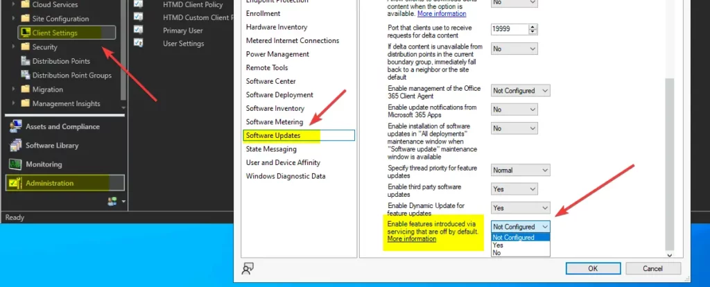 SCCM New Feature Enable Features Introduced via Servicing Fig. 1