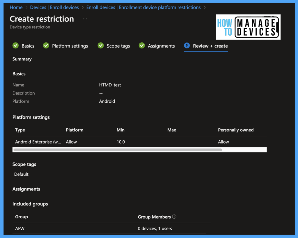 Enroll Android devices to Android for Work In Intune Fig. 11