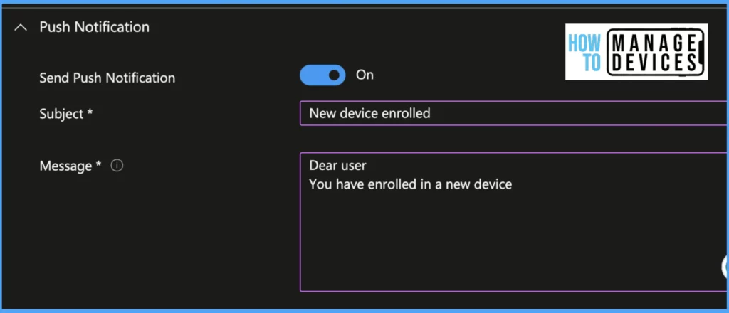 Configure Enrolment Notifications for New Enrolled Devices in Intune Fig: 5