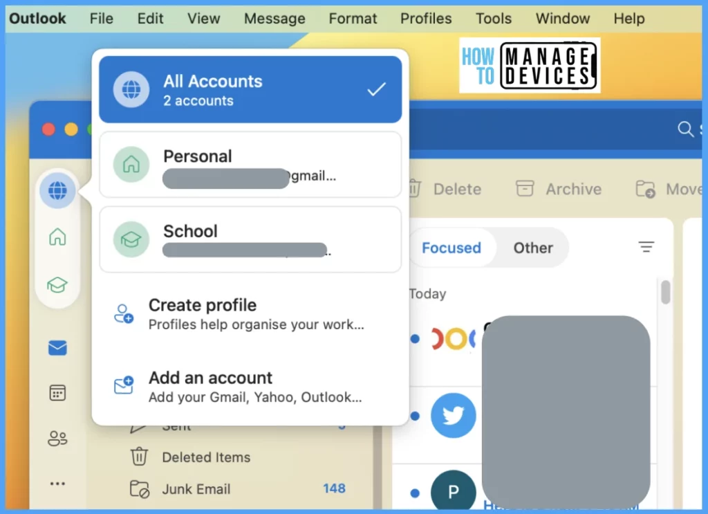 Check out how to manage multiple Profiles in Outlook for Mac Fig. 8