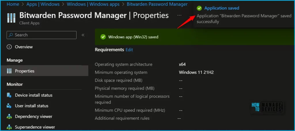 Set Minimum OS Version for Win32 Apps Deployment from Intune Fig.5