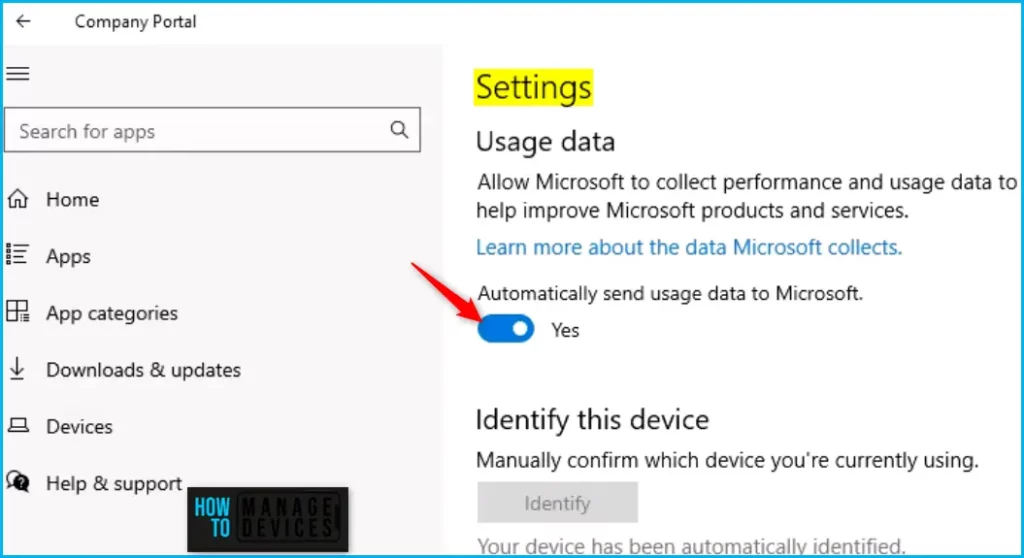 Turn off Intune Company Portal Usage Data on Windows Devices Fig.2