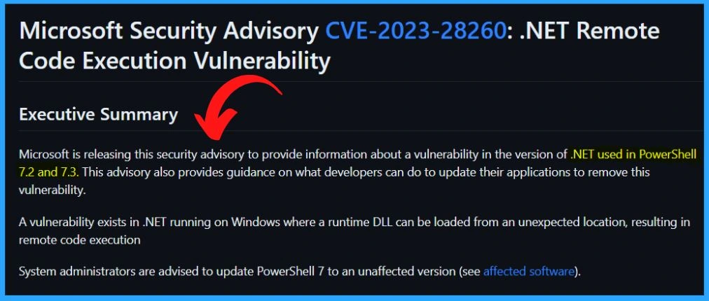 PowerShell 7.2 7.3 Vulnerability with CVE 2023 28260 -fig.1 Creds to MS